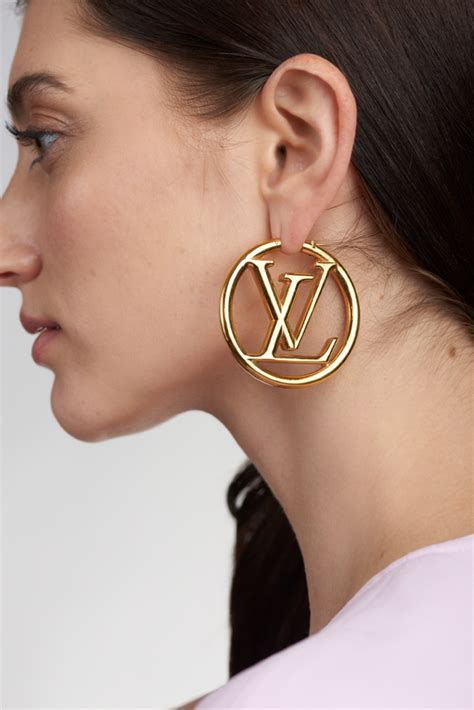 gold louis vuitton hoop earrings